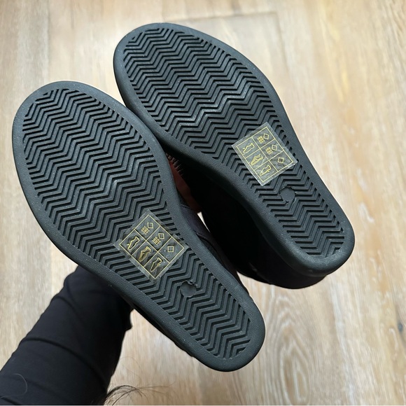 Call It Spring Black Gold Faux Suede Booties Hidden Wedge Hidden Heel - US 7 - Picture 6 of 10